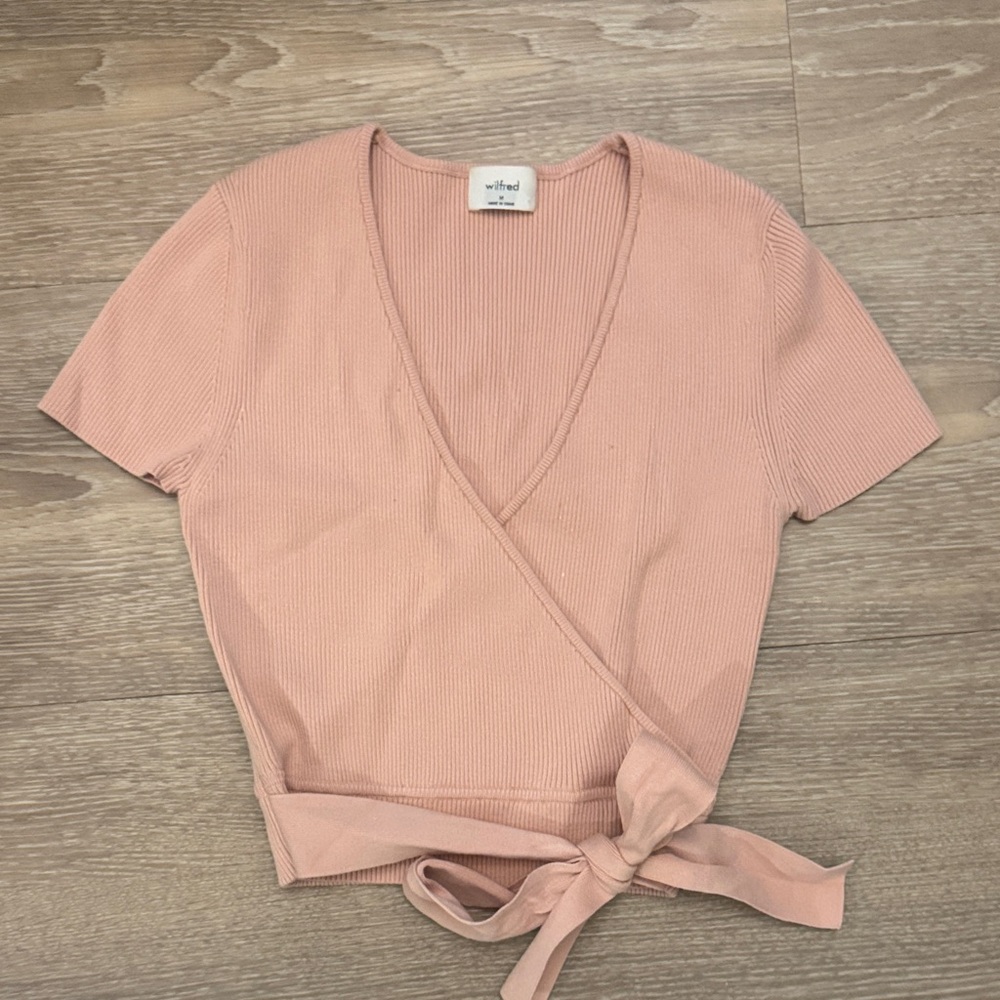 Wilfred Blush Ribbed Wrap Blouse